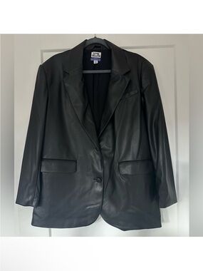 Black Faux Leather Blazer